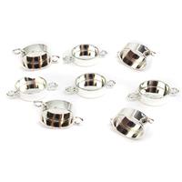 Silver Plated Base Metal Connector Round Bezels, Approx 19x13mm (8pk)