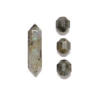 16 CTS Labradorite Point Approx 30x8mm with 3x 10mm Faceted Beads