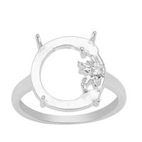 Glen Lehrer 925 Sterling Silver Man In The Moon Ring Mount With Star White Zircon (To Fit 15x12mm Gemstone)