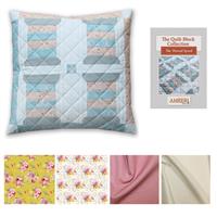 Amber Makes Thread Spool Pink & Yellow Cushion Kit: Instructions, FQ Pack (2pcs) & Fabric (0.5m) 