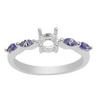925 Sterling Silver Ring Mount With Tanzanite Marquise Side Detail (To fit 5mm Round Gemstone)