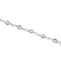 23cts 1 meter Silver Plated Brass White Topaz Gemstone chain in spool approx 3mm