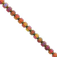 65cts Mystic Pink Coated Hematite Smooth Bicones Approx 4mm, 30cm Strand
