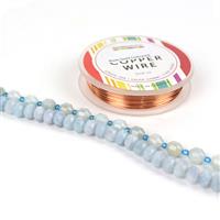 118cts Aquamarine 25cm strand, 100cts Aquamarine 38cm strand with Rose Gold 0.6 Copper Wire