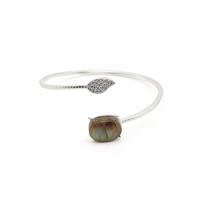 925 Sterling Silver Adjustable Bracelet With Labradorite Cabochon Approx 10x14MM