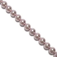 Pale Mauve Shell Pearl Plain Rounds Approx 8mm, 38cm strand