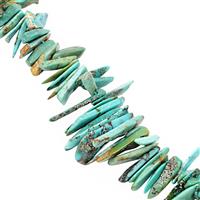 58cts Sleeping Beauty Turquoise Smooth Fancy Teeth Approx 6x1 to 18.5x3.5mm, 20cm Strand
