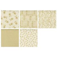Moda Whispers Metallic Cream & Gold Fabric Bundle 5 x 0.5m