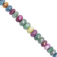 75cts Multi Colour Coated Moonstone Faceted Roundelles Approx 5x2 to 8x4mm, 18cm Strand