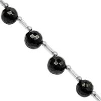 50cts Black Spinel Faceted Round Approx 5.50 to 8mm, 21cm Strand with Spacers