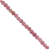 15cts Pink Tourmaline Faceted Round Approx 3mm, 25cm Strand 