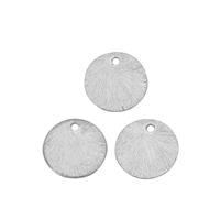 Silver Plated Brushed Base Metal Round Charms, 12mm (25pk)