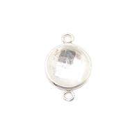White Faceted Glass Silver Plated Connector, Approx 12mm 