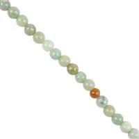 70cts Type A Light Green & Multicolour Jadeite Plain Rounds Approx 4mm, 50cm Strand
