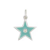Sterling Silver Blue Star Shape Pendant With (0.02cts Diamond Approx 1.5mm) and Chain!