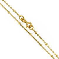 Gold Plated 925 Sterling Silver Beaded Chain, Approx 45cm/18Inch