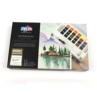 Zieler 24 Half Pan Watercolour Set , with Detachable Pallet