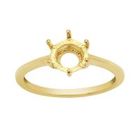 Gold Plated 925 Sterling Silver Solitaire Ring Mount (To fit 7mm round gemstone)-1Pcs