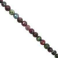 95cts Ruby Zoisite Graduated Faceted Round Approx 4 to 6mm, 32cm Strand