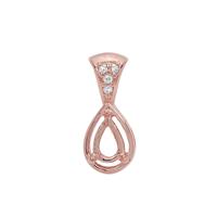 Rose Gold Plated 925 Sterling Silver Pear Pendant Mount (To fit 6x4mm gemstone) Inc. 0.05cts White Zircon Brilliant Cut Round 1.20mm - 1pcs