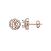 Rose Gold Plated 925 Sterling Silver Round Earrings Mount (To fit 5mm gemstones) Inc. 0.04cts White Zircon Brilliant Cut Round 1mm - 1Pair