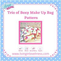 Living in Loveliness Beatrice Boxy Make Up Bag Pattern (Special Price) 