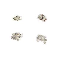 Silver Base Metal Spacer Beads Bundle Pack of 4 Designs, Approx 1-4mm (40 pcs)   