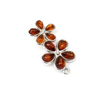 Baltic Cognac Amber Double Daisy Pendant Bail (1pc)