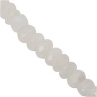 98cts Rainbow Moonstone Graduated Faceted Rondelle Approx 5.5x2.5 to 9.5x5.5mm, 22cm Strand