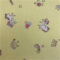 Pastel Life Unicorns On Yellow Fabric 0.5m - exclusive