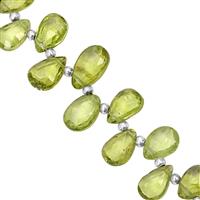 50cts Peridot Top Side Drill Faceted Pear Approx 7x5 to 10x6mm, 21cm Strand with Spacers