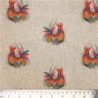 Rooster All Over All-Over Linen Look Fabric 0.5m