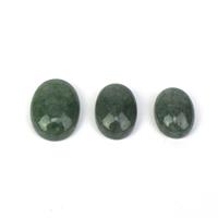 46cts Green Burmese Jade Oval Cabochons Approx 12x16 to 15x20mm (Set Of 3)