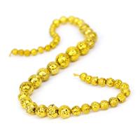 160cts Dark Yellow Lava Rock Graduated Plain Rounds Approx 6 to12mm, 38cm Strand