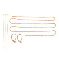 Rose Gold Plated 925 Sterling Silver Mini Findings Pack 6pcs Inc. 1x Pair Leverbacks, 3x Headpins, 18" Loose Trace Chain