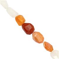 85cts Fire Opal Faceted Tumble Approx 7x6 to 16x11mm, 22cm Strand 