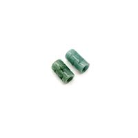 9cts Type A Dark Green Jadeite Carved Round Coloumn Beads Approx 7x12mm, 2pcs