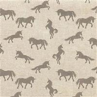Cotton Rich Popart Panama Canvas Unicorns Grey Fabric 0.5m