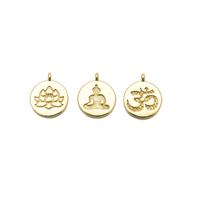 Gold Plated 925 Sterling Silver Peace Charms Pack (Lotus Flower, Ohm, Buddha) Approx 10mm