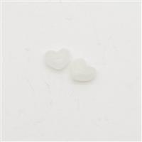 9cts White Nephrite Half Drilled Heart Beads Approx 10x11mm, 2pc