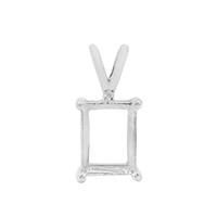 925 Sterling Silver Octagon Pendant Mount (To fit 9x7mm gemstone) Inc. 0.01cts White Zircon Brilliant Cut Rounds 1.25mm- 1pcs