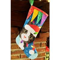 Stuart Hillard - Christmas Stockings Kitty Fabric Panel (140 x 57cm)