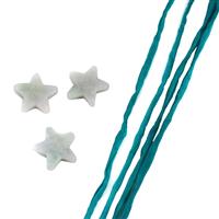 Jade Stars: x3 Jade Stars & Teal Silk Cord 