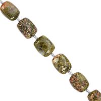 75cts Unakite Center Drill Plain Cushion Approx 11x8.5 to 14x11.5mm, 13cm Strand with Spacers