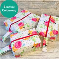 Living in Loveliness Beatrice Boxy Make Up Bag Kits White Floral 2 x 0.5m Fabric & Pattern 