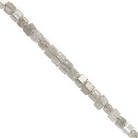 1.97cts Grey Diamond Faceted Cube Approx 1 to 2mm, 4cm Strand