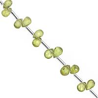 20cts Arizona Peridot Top Side Drill Faceted Pear Approx 5x3mm to 9x7mm, 20cm Strand with Spacers