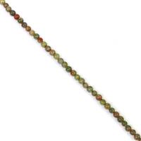 20cts Unakite Plain Rounds Approx 3mm, 38cm Strand