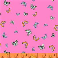 Posy Butterflies On Pink Fabric 0.5m