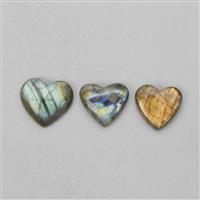 95cts Labradorite Heart Cabochon Approx 19x21 to 29x34mm, (pack of 3 to 4pcs)